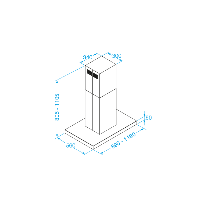 Chaminé de Ilha FRASA BELALI 175 cm
