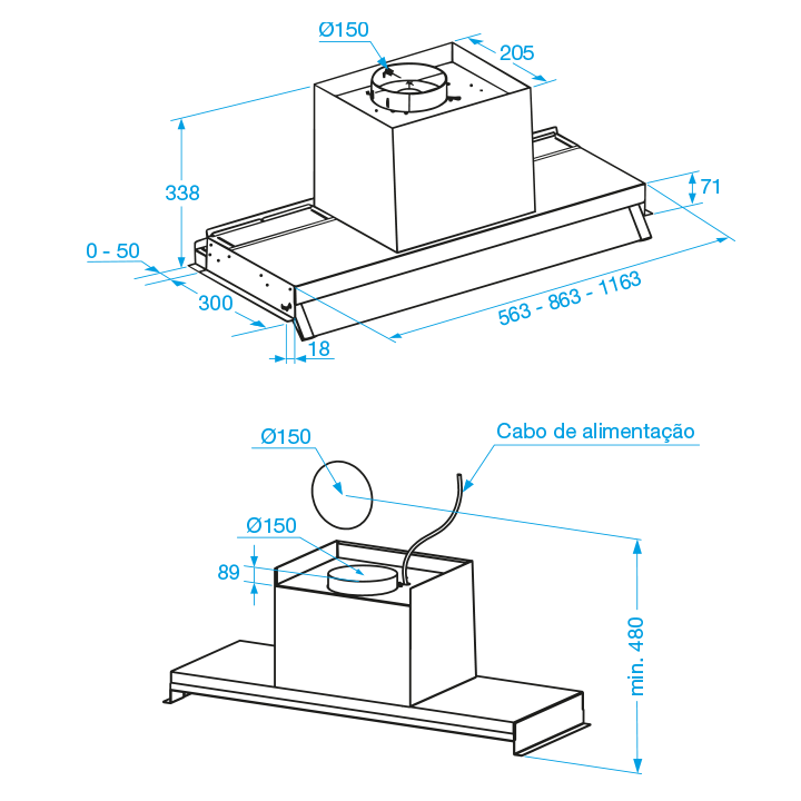 Exaustor de Encastre FRASA LUMA 60 cm s/ motor