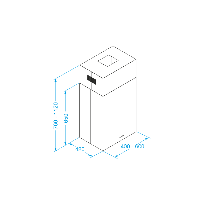 Chaminé de Ilha FRASA BLOK EVO 60 cm