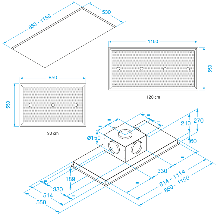 Chaminé Teto FRASA GEO II 90 cm