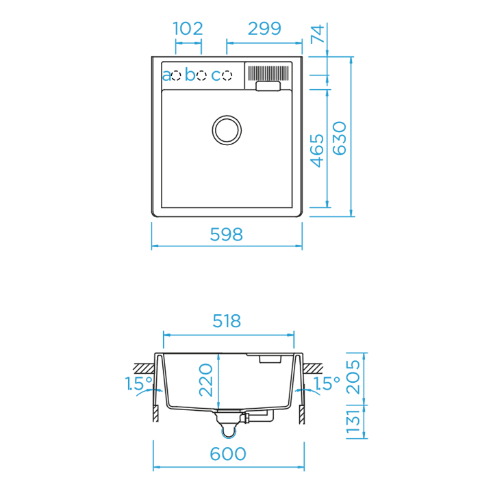 SCHOCK KALLIO M-100 Cristadur Sink