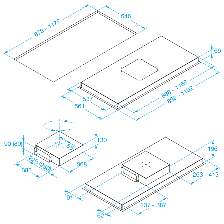 Chaminé Teto FRASA MALVA 120 cm
