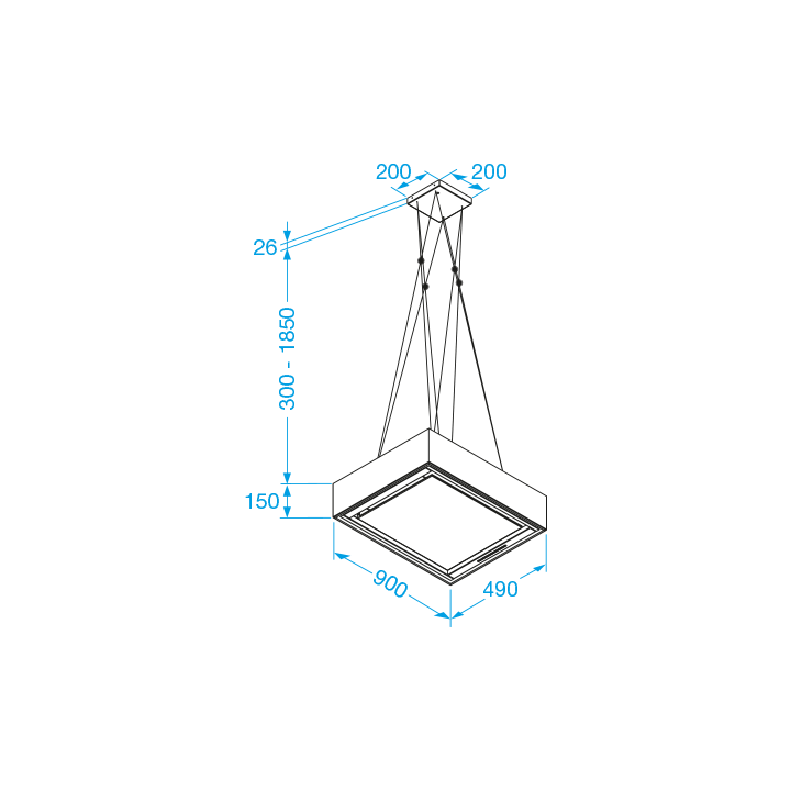 Chaminé de Ilha FRASA NAVRA 90 cm preto mate