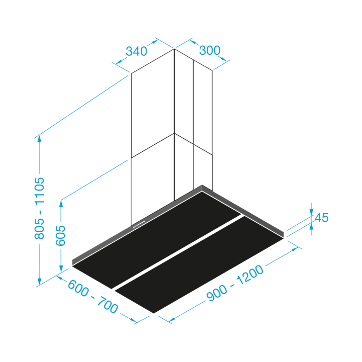 Chaminé de Ilha FRASA NOA ILHA 90 cm