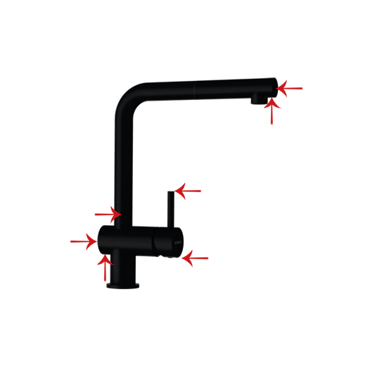 Fixed L-shaped tap in pure