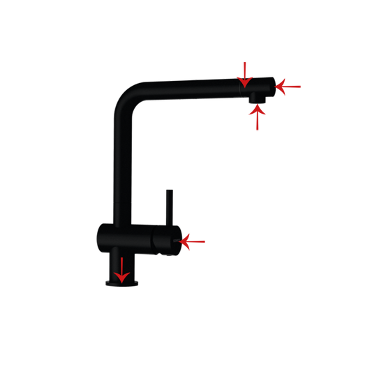 Fixed L-shaped tap in pure