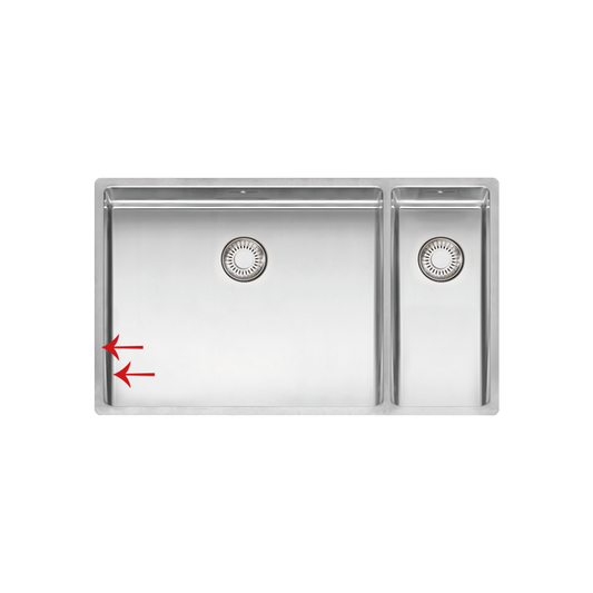 1 and 1/2 U sink 740x403 in stainless steel