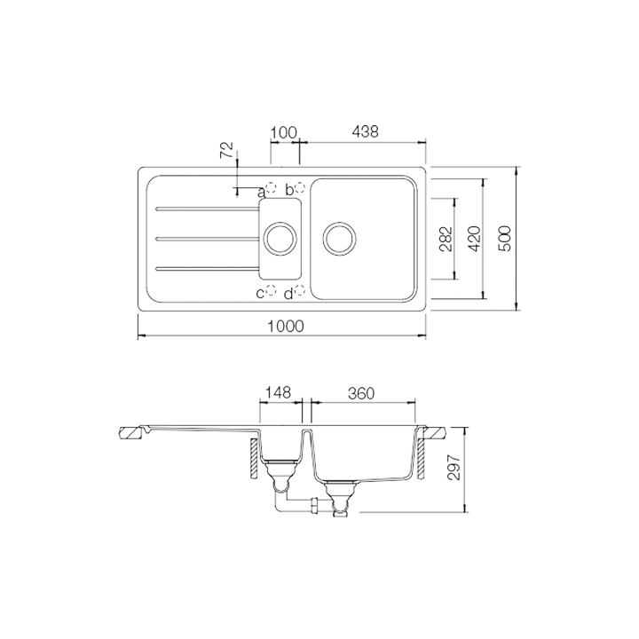 SCHOCK FORMHAUS D-150L Cristalite Sink