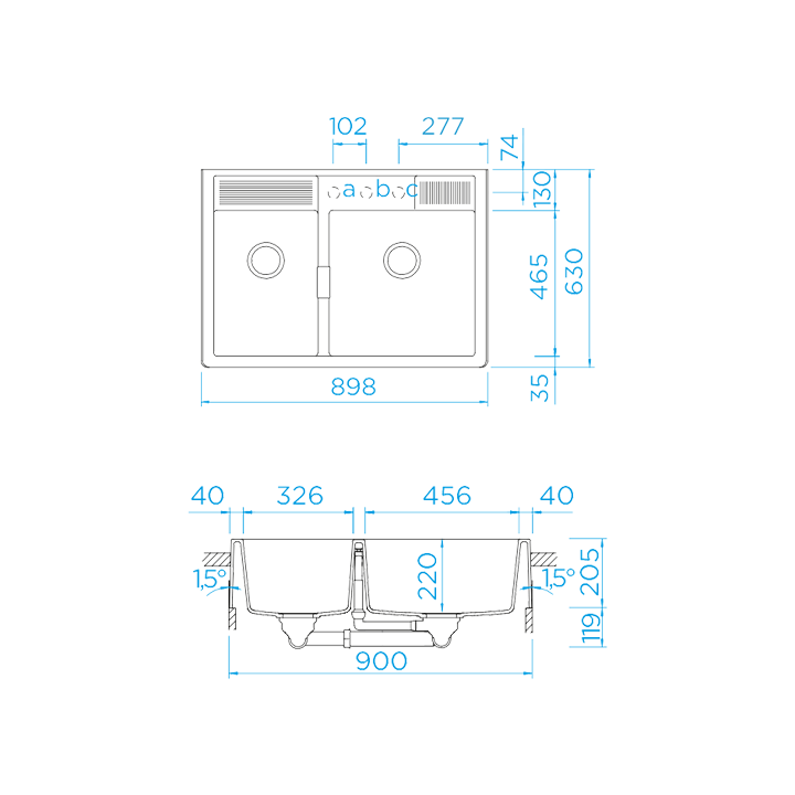 SCHOCK KALLIO M-175 Cristadur Sink