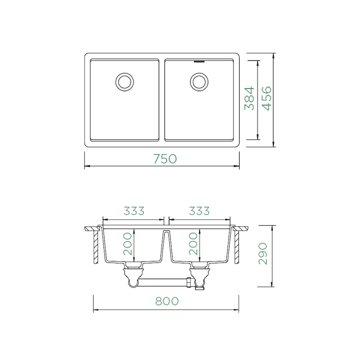 SCHOCK BROOKLYN N-200 U Cristalite Sink