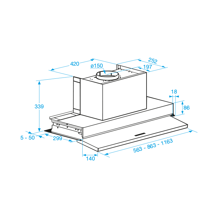Exaustor de Encastre FRASA STELA 120 cm ANTI-CONDENSAÇÃO