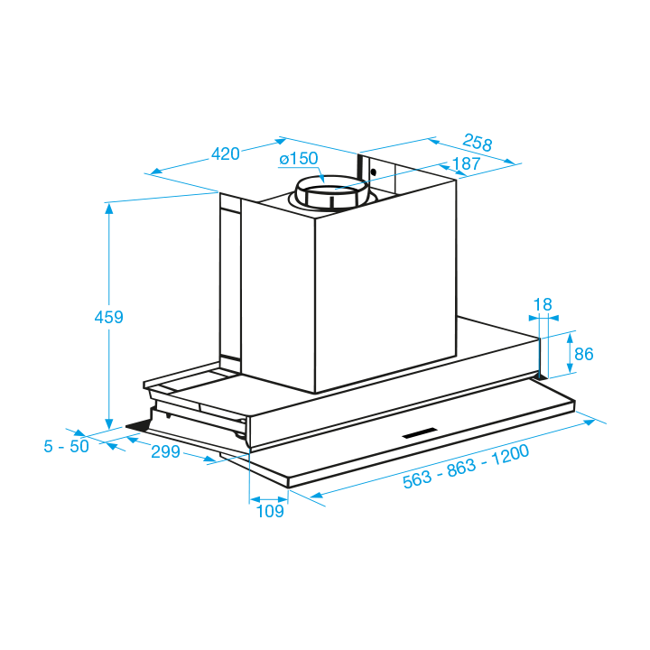 Exaustor de Encastre FRASA STELA 90 cm c/ naturalAIR & ANTI-CONDENSAÇÃO