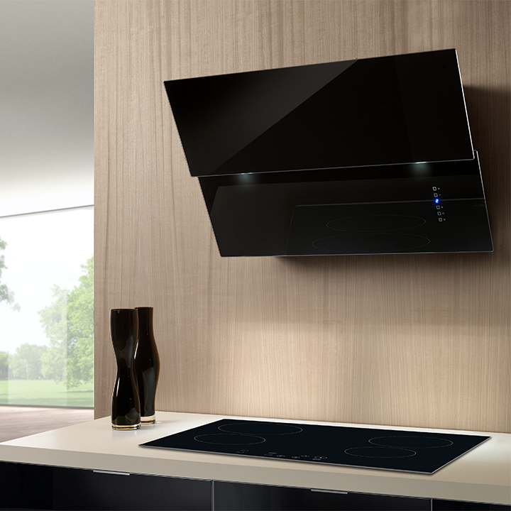 Chaminé de Parede FRASA ADMIRAL 80 cm vidro preto