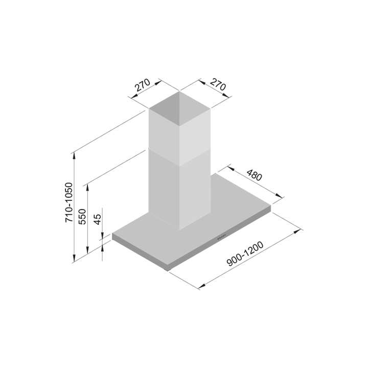 Chaminé de Parede FRASA INCA 120cm inox