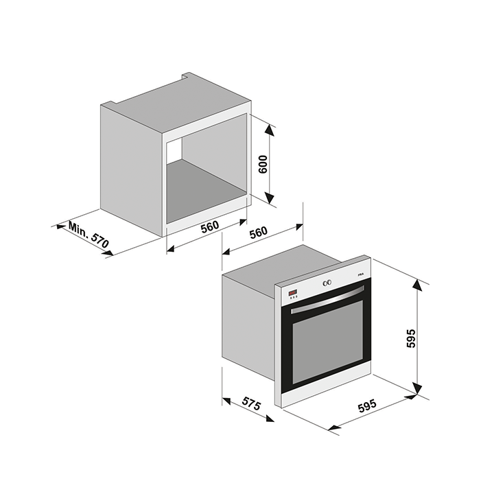 FORNO DE ENCASTRE COM 8 FUNÇÕES // INOX E VIDRO - FFC60408