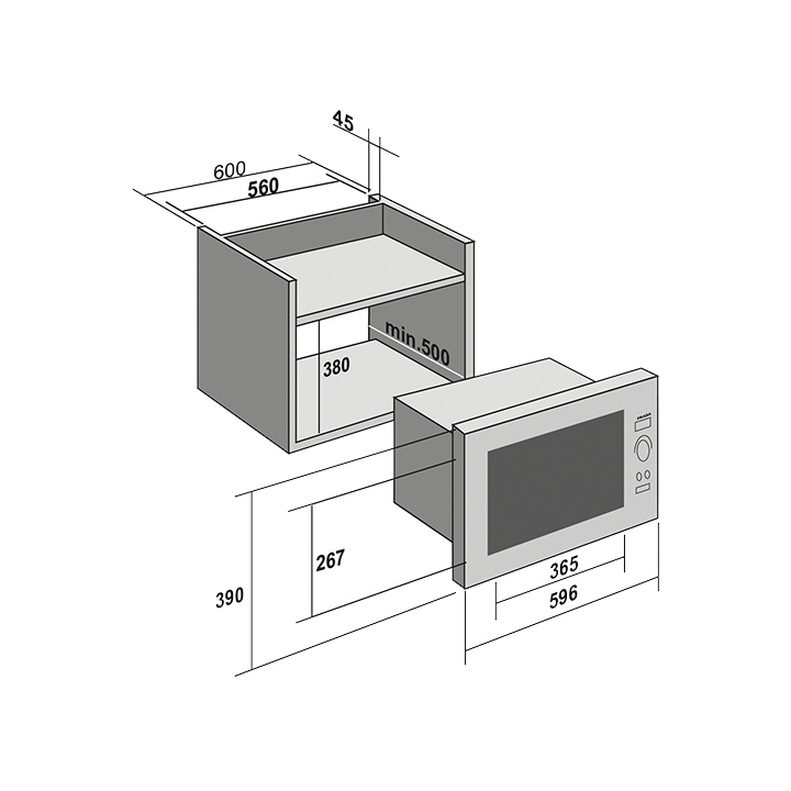 Micro-ondas de INTEGRAR c/ GRILL inox - FMO60420