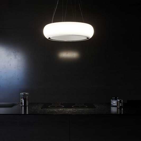 Chaminé de Ilha FRASA SIRI Ø66 cm vidro branco