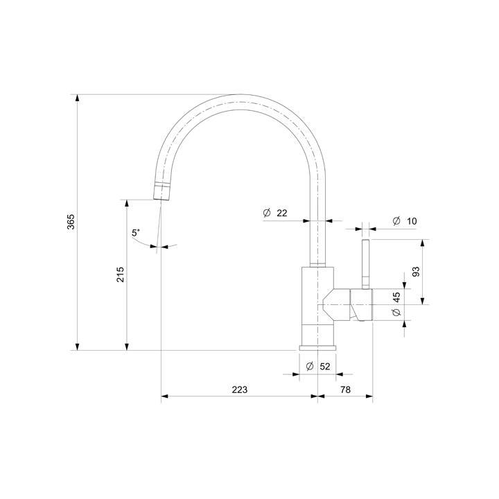 Extendable L-shaped tap in gunmetal