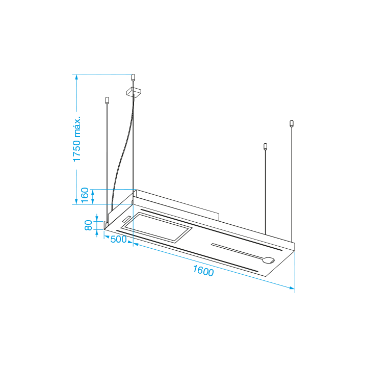 Chaminé de Ilha FRASA SUBLIME 160 cm preto mate