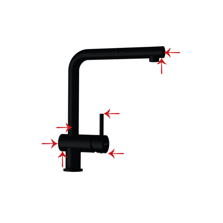Fixed L-shaped tap in pure