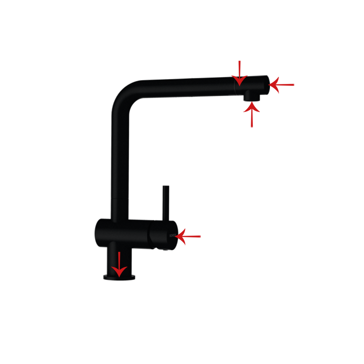 Fixed L-shaped tap in pure