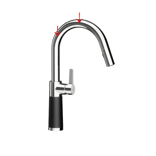 Fixed J-shaped stainless steel tap