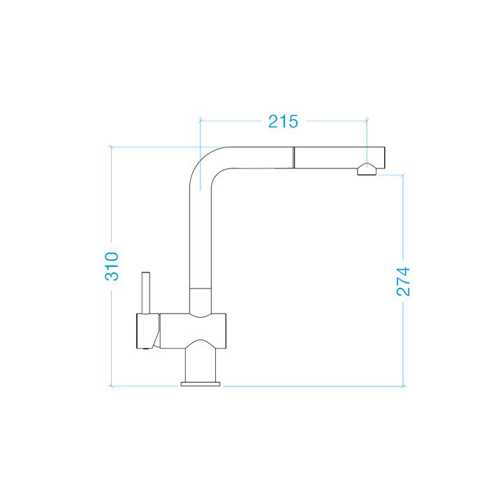 Extendable L-shaped mixer in pure