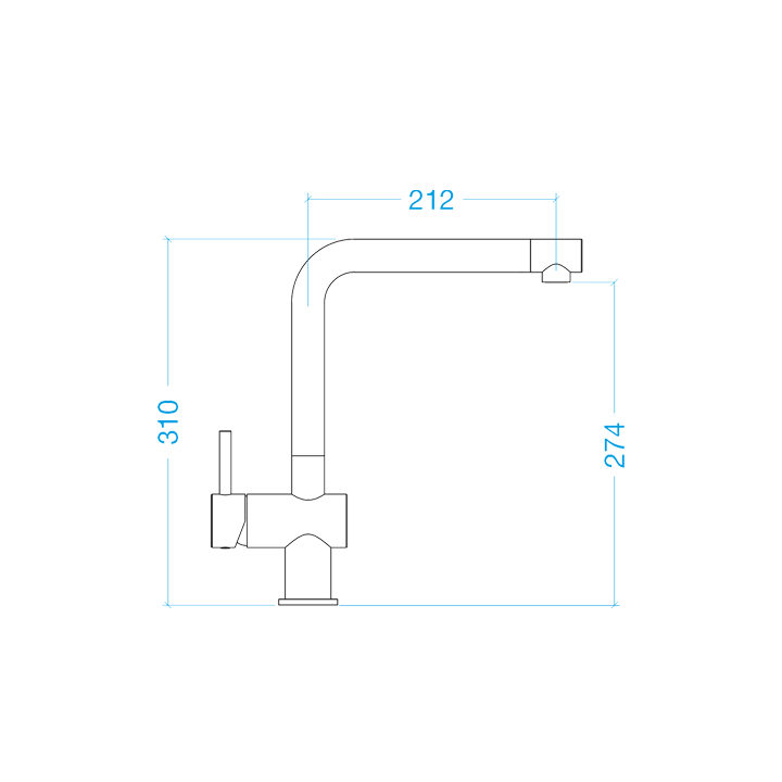 Fixed L-shaped mixer in pure