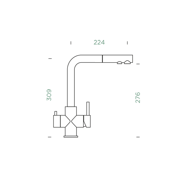 Extendable L-shaped tap in gunmetal